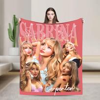 Sabrina Carpenter Album Flannel Blanket Super Soft Throw Blanket for Outdoor Airplane Travel Funny Bedspread Sofa Bed Cover Size: 75*100cm, Weight: 230 GSM