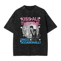 2026 Latest H-Harry S-Styles Fan Kiss All The Time Washed T Shirts Loose T Shirts Short-Sleeve Street Style O Neck Big Size Tees S įvairiaspalvis