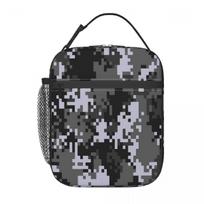 Pixel Mosaic Camouflage Insulated Lunch Bag for Women Children Portable Food Boxes Thermal Lunch Box Tote One Size