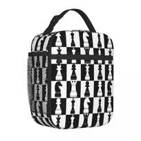 Black And White Chess Insulated Lunch Bags Chess Board Print Pattern Food Box Portable Cooler Thermal Bento Box Office One Size