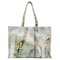 Acne Studios Cotton Tote Handbag Womens White Green Basic Outfit (Package)