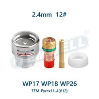 Argon Arc Transparent Anti-collision Porcelain Nozzle Filter Screen Mesh Kit WP9/17/18/20/25/26 TIG Welding Torch Accessories 12NO. WP17n18n26 4pc