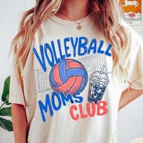 Volleyball Moms Club Comfort Colors® T-Shirt, Gameday Doodle Volleyball Tee, Trendy Women's Volleyball Shirt, Sports Mom Shirt, Game Day Tee M
