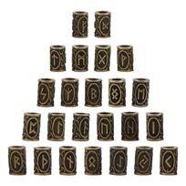 24x Viking Runes Beard Rings Dreadlock Pirate Hair Beads Pagan Jewelry Making 1
