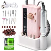 Nail Drill Machine Cuticle Remover Buffer Polisher Kit Complete Tool Set Nail File Sanding Band DMJTZ-SG713-Pink