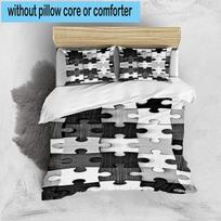 Abstract Puzzle Pattern 3pcs Bedding,Including 1pc Duvet Cover And 2pcs Pillowcases Perfect for Christmas,Ideal for Bedroom, Dormitory 135cm*200cm