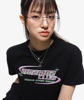 Moz Moz Y2K Logo Semi-Crop Short Sleeve T-Shirt Black Black/Free
