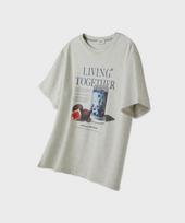Le Ab Living Together Fig Fruits T-Shirt Melange Gray/M