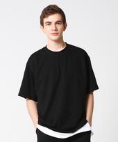 Moz Moz 4-Color Plain Solid Oversized Short Sleeve T-Shirt Black/2