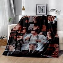 Soft Funny Throw Blanket The Vampire Diaries Damon Salvatore Printed Blanket Warm Flannel Blankets Comfortable Custom blankets Size: 75*100cm, Weight: 230 GSM