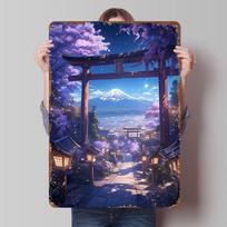 Mount Fuji Landscape Poster Customized Wall Art Vintage Metal Signs Retro Tin Plaque for Man Cave Gamer Room Decoration At Home 20X30CM