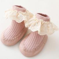 Infant Toddler Anti Cotton Socks Ruffle Lace Newborn Baby Floor Walking Shoes Sock Crawling Baby Socks