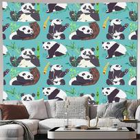 Cute Panda Tapestry, Cartoon Panda & Bamboo Print Wall Hanging for Bedroom, Living Room, Dorm & Kids Room Decor 100X70CM