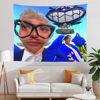 Low Poly Cartoon Meme Tapestry Retro Game Style Prank Wall Hanging for Dorm, Gaming Room & Bedroom Decor 100X70CM