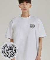 Astral Projection Shield Emblem Round Neck 40-Count Double-Weave Cotton Short Sleeve T-Shirt_White L