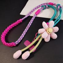 Women's Phone Lanyard, Crossbody, Neck and Wrist Strap, Multi-Functional Woven Rope, Fresh Style for Outdoor Travel and Hiking violetinė