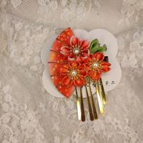 Tassels Tassel Fan Hairpin Flower Kimono Hair Clip Lovely Japanese Kimono Headwear  Girls raudona