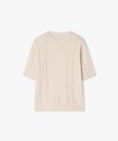 River Classy [25Ss] Llb51594 Cream Round Neck Cable Knit Half Top 95