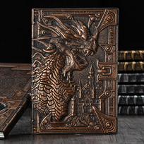 Color Emboss Leather A5 Notebook Dungeons and Dragons DND Dice Books for RPG Games (as the picture,100 Pages&21.5x14.5cm)