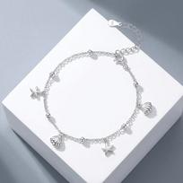 S925 Sterlinginio Sidabro Jūrų Žvaigždės ir Kriauklės Pakabukų Apyrankė Minimalistinis Paprasto Sidabro Vandenyno Papuošalas Moterims Dovana white