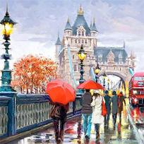 5D deimantų tapyba Londono gatvėje „pasidaryk pats“ deimantinis siuvinėjimas kraštovaizdis Kryžminio dygsnio namų dekoras 30x30CM raudona