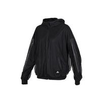 Adidas Windbreaker Hooded Casual Sports Jacket Women Outerwear Black FK3522 L black