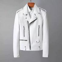 Stylish Men's Leather Jacket White Genuine Lambskin Leather Jacket Motorcycle Handmade XS balta