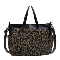 Madingas leopardo rašto didelės talpos rankinis krepšys moterims, personalizuotas drobės krepšys per petį, kurjerio krepšys, banga 38*14*27