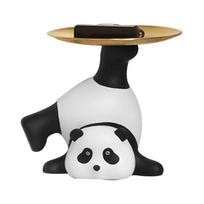 Panda Serving Tray Keys Wallets Fruit Holder Storage Ornament Home Office Table Decor Sculpture