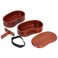 Japanese Style Portable Double Layer Waist Shape Bento Box Wood Simple Sushi Box