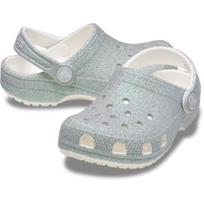 Crocs Classic Iridescent Glitter Clog Toddler White 210985 100 C6(130)