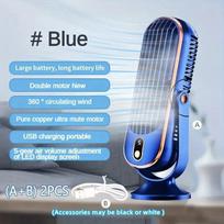 Large Battery Dual Motor Household Small Air Cooler, 5-speed Air Cooling Fan 360 ° Surround Air Blower, Portable USB Fan mėlyna
