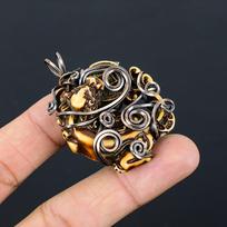Snake Bone Carving Handmade Copper Wire Wrap Pendant 1.97  W6g83