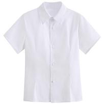 Moteriški didelio dydžio balti marškiniai trumpomis rankovėmis - JK Kolegijos stiliaus mokyklinė uniforma Women's Short Sleeve Shirt without Pocket