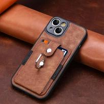 Leather Wallet Card Slot Phone Case for IPhone 15 14 13 12 11 Pro XR X XS Max 8 7 Plus Magnetic Finger Ring Holder Cover Casing iPhone 15 Pro Max