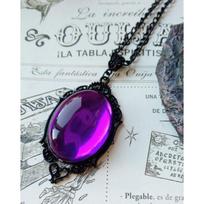 Vampire Bat Necklace, Blood Cameo, Purple, Gothic Jewelry, Black Bat, Witch Accessories, Pagan, Alternative, Vintage Choker ,Man