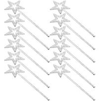 12pcs Girls Costume Props Star Angel Fairy Wands Star Fairy Sticks Star Shaped Wands for Birthday Party Wedding Halloween 12pcs sidabras