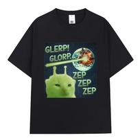 Glerp Glorp Funny Alien Cat Italian Brainrot Meme T-shirt Men Women Fashion Harajuku T Shirts Short Cotton Sleeve T-shirt Summer S