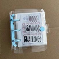 Mini PVC 3-Ring Saving Binder with Envelopes – 1000 Dollar Money Saving Challenge Organizer 1pcs mėlyna