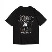 2025 Summer's New Acdc Band-themed Printed Graphic T-shirts for Men and Women Short-sleeved T-shirts High-quality Streetwear M juoda