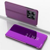 For Xiaomi14T Xiaomi 14T Pro 5G Case Luxury Mirror Leather Flip Stand Phone Cover For Xiomi Mi14T Mi 14 T 14TPro Clear View Case Xiaomi 14T Pro 5G violetinė