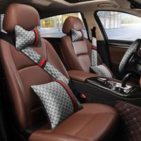 Luxury Car Seat Cover Set Car Neck Pillow Car Steering Wheel Cover Car Seat Belt Cover Car Seat Cushion Car Seat 2 black shoulder pad gray