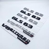 3D sidabro juodos raidės GLS63 V8 Biturbo ABS emblema, skirta Mercedes Benz AMG X166 Car Styling sparno bagažinės vardinės lentelės logotipo lipdukas GLS63 matinė juoda spalva