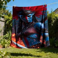 1pc Avatar, Na'vi Outdoor Personalized Flannel Blanket, Soft, Lightweight Personalized Flannel Blanket, Digital Printing, 80x120cm