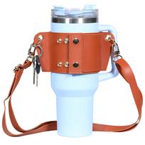 Water Bottle Holder Adjustable Carrier Strap 40oz Cup Accessories Credit Card Holderm brown #1