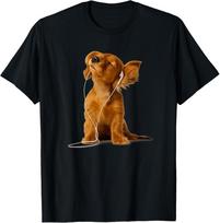 Cute Dog Listening to Music – Chill Puppy with Headphones Unisex T-Shirt S