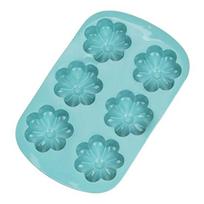 6-Cavity Flower Silicone Mold Non-stick Food Grade Easy Release DIY Candy Pudding Chocolate Fondant Cookies Jelly Baking Mold mėlyna