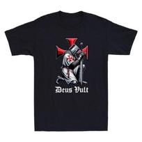 Deus Vult Knight Templar Christian Warrior Crusader Cross Vintage Men T-Shirt High-end Luxury Is for Both Men and Women Top Y2k S juoda