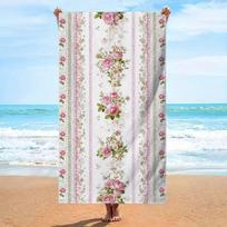 Vintage Victorian Floral Lace Pink Roses Towel, Soft Microfiber for Swimming Travel Spa W40*H60(CM)
