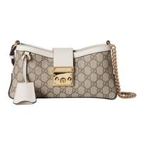 Gucci spyna Auksinė furnitūra Supreme drobės pirkinių krepšys per petį Mažas moteriškas krepšys Smėlio spalvos Tamsiai rudas 811705-KHNKG-9761 Regular Edition,Basic Set (Bag+Dust Bag)